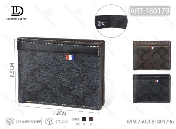 Cartera de Hombre Bifold con Estampado de Circulos y Detalle de Bandera