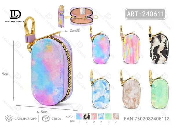 Llavero Monedero Ovalado Tie Dye Pastel