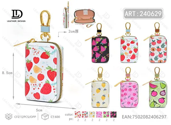 Llavero Monedero Rectangular con Estampado de Frutas