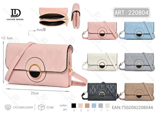 Bolso Cruzado Acolchado de Mujer con Broche Redondo