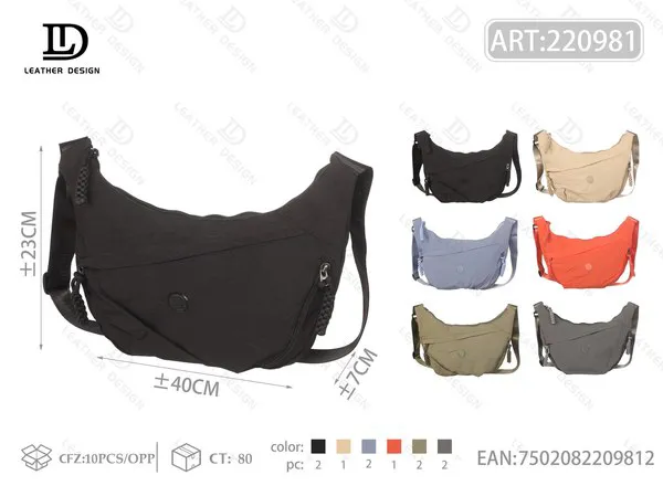 Bolsa Cruzada de Nailon Impermeable de Mujer Tipo Media Luna