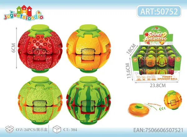 Pelota Spinner Antiestrés con Diseño de Frutas