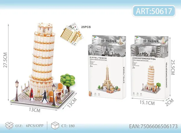 Rompecabezas 3D Torre Eiffel y Torre de Pisa