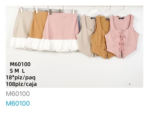 Conjunto de Chaleco de Tirantes y Falda-M60100