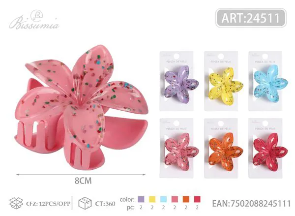 Broche de agarre de flor de hibisco con lentejuelas de 8cm