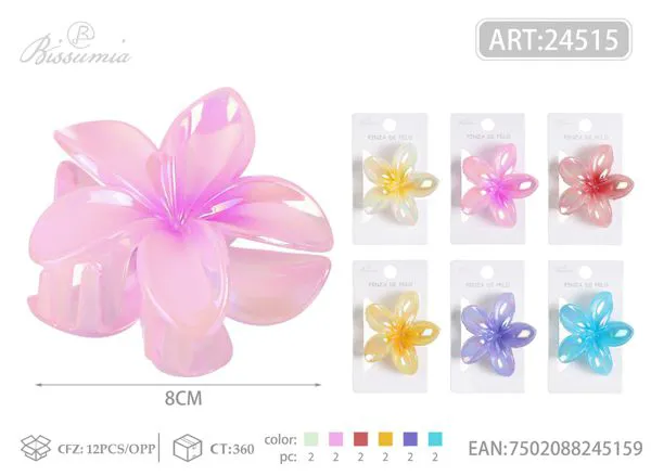 Broche de agarre de flor de hibisco con baño de oro de gel de 8cm