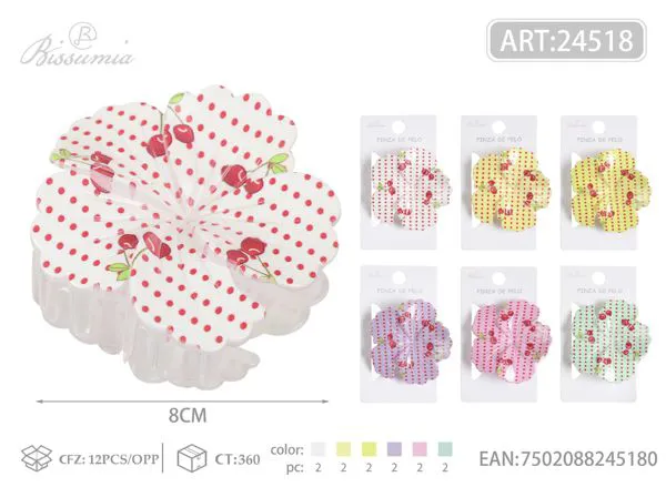 clips para el cabello de 8cm con flor de cereza de cinco pétalos