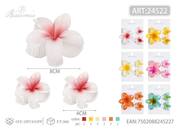 1pcs8cm+2pcs4cm clips para el cabello con flor de huevo degradado 3pcs/paquete