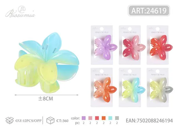 Broche de agarre de flor de hibisco con gradiente de 8cm