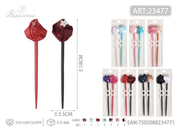 horquillas con flor de cinco pétalos y rosa 2pcs/paquete un paquete de colores variados