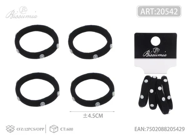 gomas elásticas con diamantes de imitación de caramelo negro 4pc/paquete