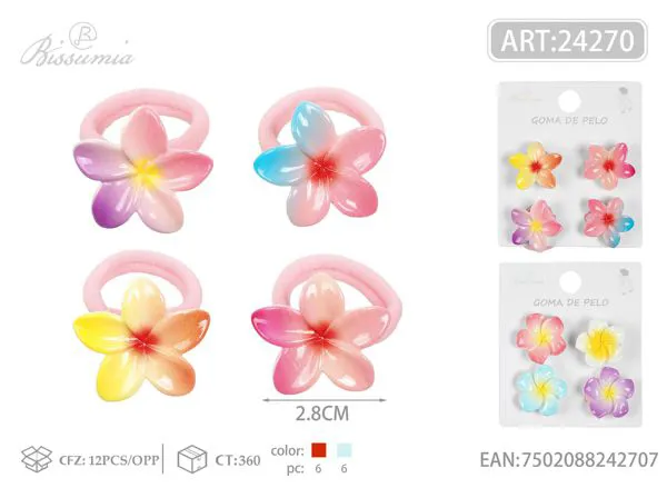 conjunto de gomas elásticas con flor de huevo 1pcs de accesorios + 1pc de goma elástica lisa 8pcs/paquete