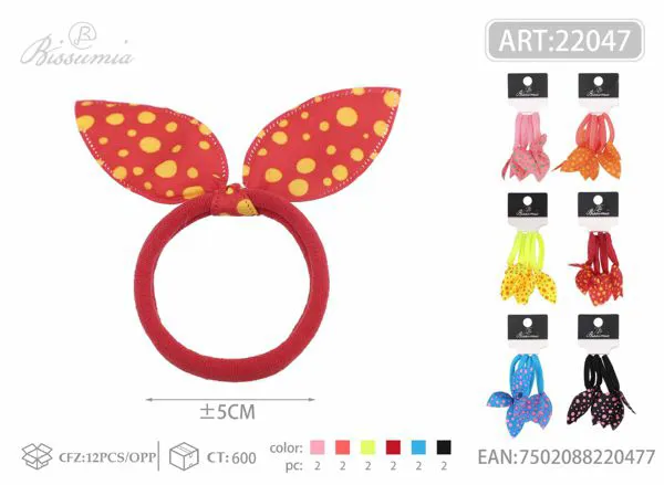 Diadema de orejas de conejo con puntos fluorescentes 4pc/paquete 5cm