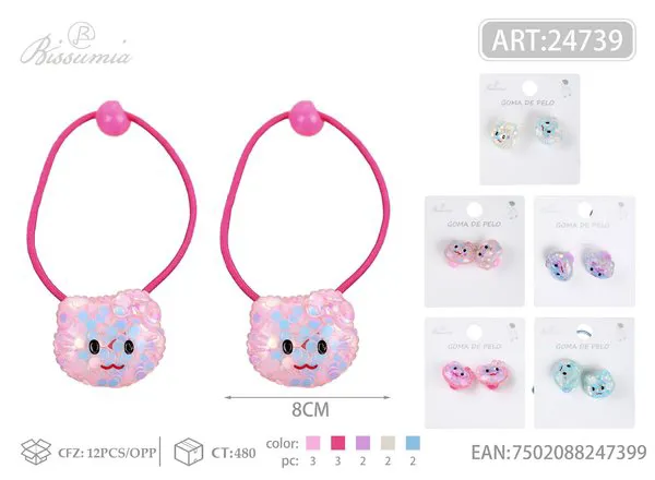 Diadema de gato grueso rosa 2pcs/paquete