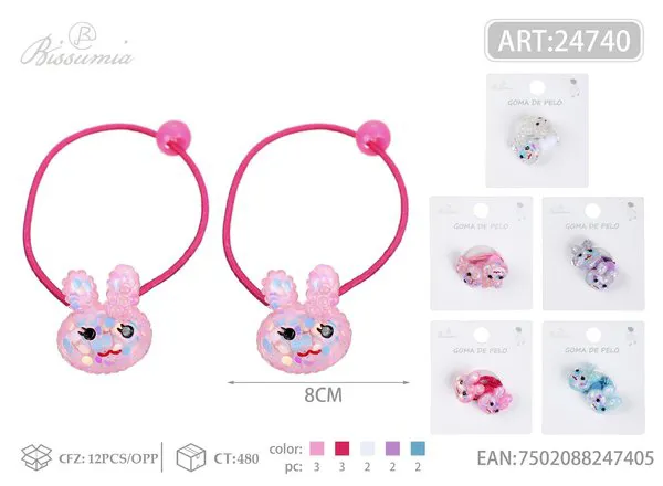 Diadema de conejo grueso rosa 2pcs/paquete