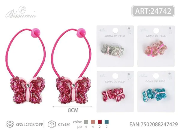 Diadema de mariposa fina rosa 2pcs/paquete