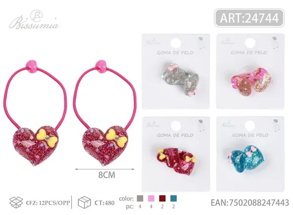 Diadema de corazón fina rosa 2pcs/paquete