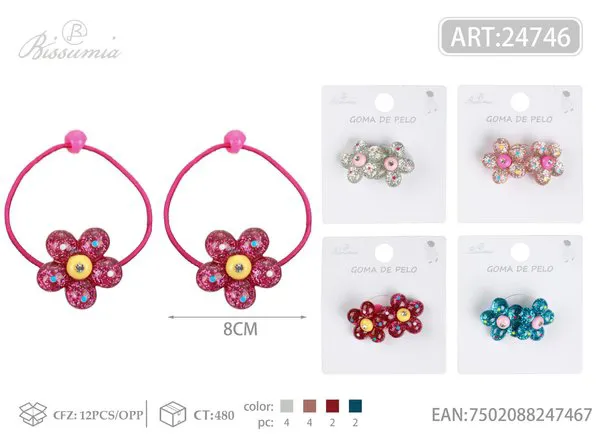 Diadema de flor fina rosa 2pcs/paquete