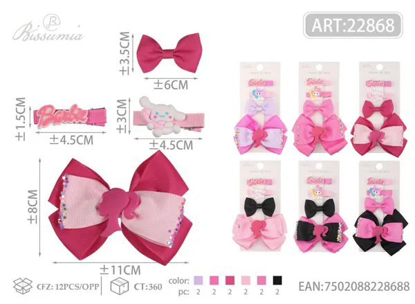 Conjunto de clips Barbie con lazo 4pcs/paquete