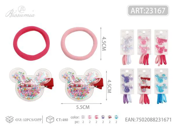 Conjunto de accesorios para el cabello con Mickey y accesorios de aire 2pcs clips 4pcs diademas