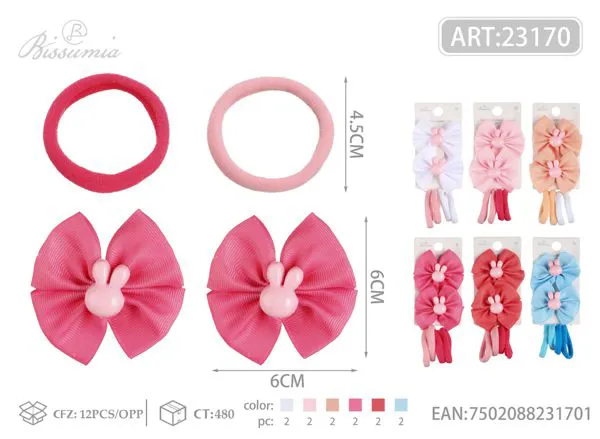 Conjunto de accesorios para el cabello con cabeza de conejo y accesorios de aire 2pcs clips 4pcs diademas