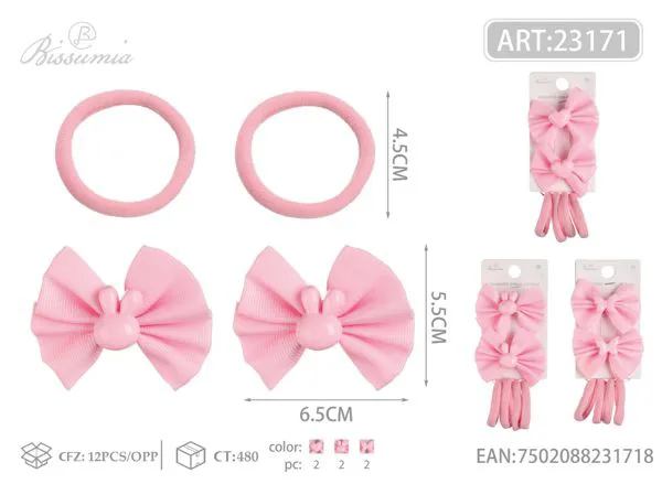 Conjunto de accesorios para el cabello con accesorios rosa 2pcs clips 4pcs diademas