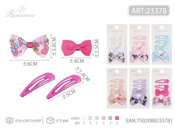2pcs BB clips + 2pcs clips trébol Sanrio