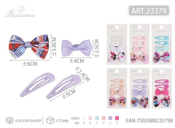 2pcs BB clips + 2pcs clips trébol Mickey