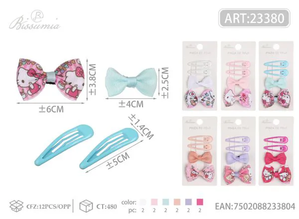 2pcs BB clips + 2pcs clips trébol Kitty