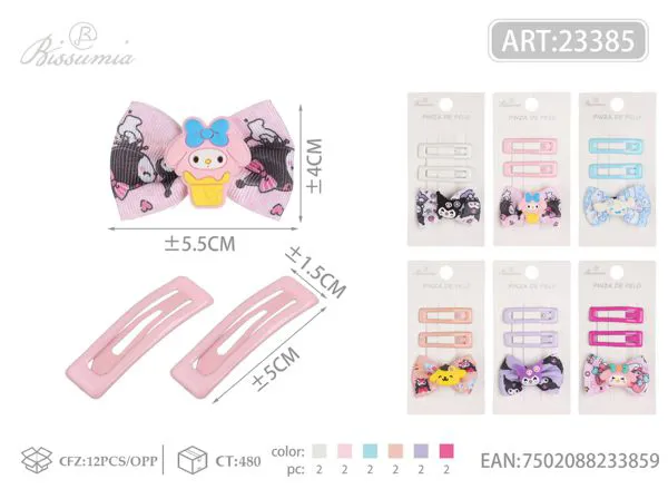 2pcs pinzas BB + 1pc pinza pato Sanrio juego de horquillas