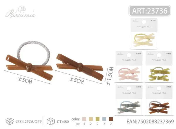 Lazo de corbata transparente + goma para el pelo juego 2pcs/card