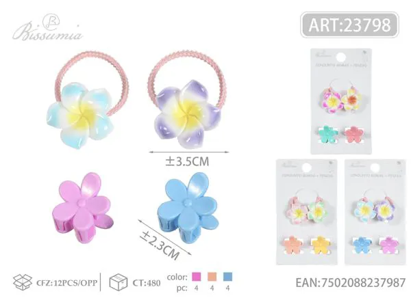 Juego de horquillas de flor de 5 pétalos 4pcs/card