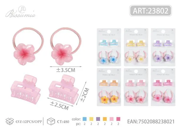 Juego de mini pinzas de flor de 5 pétalos 4pcs/card