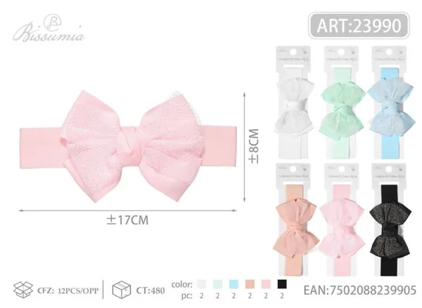 cinta para la cabeza de niña con lazo de cuadros dorado y rosa de 3cm