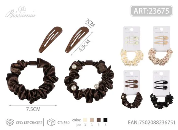 set de pinza BB y círculo para el pelo con perlas 3pcs/paquete
