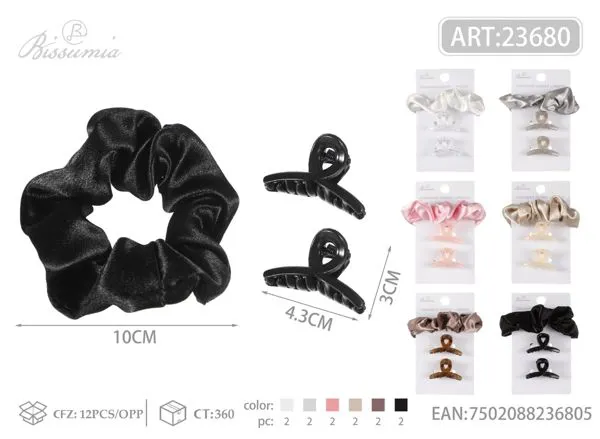 set de 2 pinzas y círculo para el pelo 3pcs/paquete