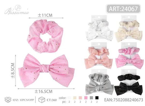 set de pinza de mariposa de 16.5cm + círculo para el pelo de 11cm con dorado 2pcs/paquete