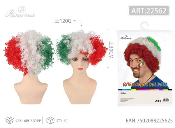 Pelo sintético para fanáticos del fútbol 120g colores de la bandera de México