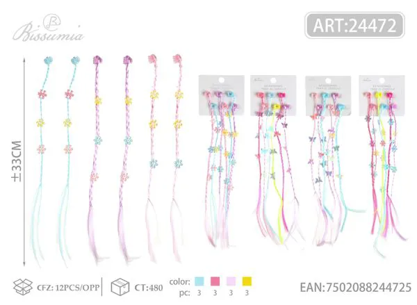 Trenzas con mini pinzas 6pcs/tarjeta