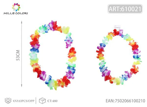 Collar hawaiano de flores de colores