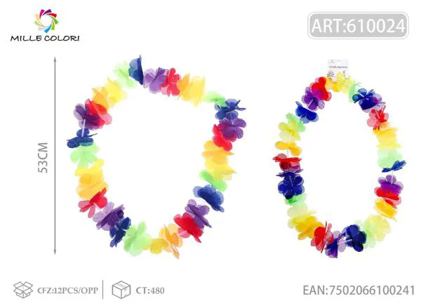 Collar hawaiano de flores multicolor