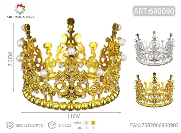 Corona de plástico con perlas 11.5cm