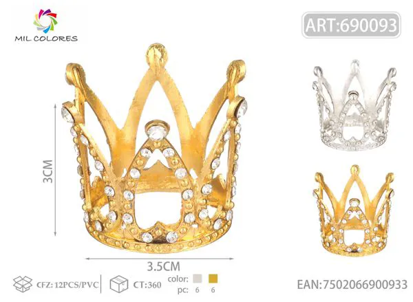 Corona de aleación con 63 diamantes 3cm