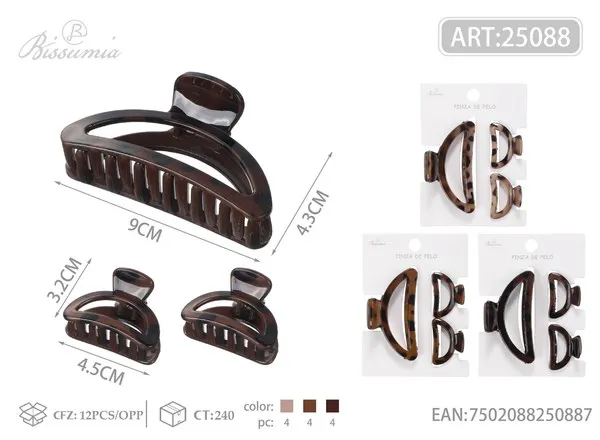 gancho para el cabello de estampado de leopardo de 8cm 3pcs/paquete 1#
