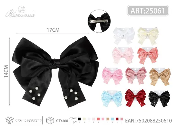 clip para el cabello con lazo de perlas de 17cm 1#