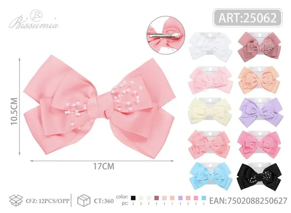 clip para el cabello con lazo de perlas de 17cm 2#
