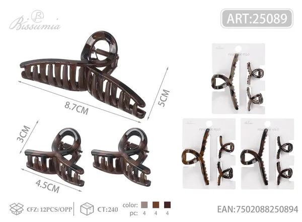 gancho para el cabello de estampado de leopardo de 8cm 3pcs/paquete 2#