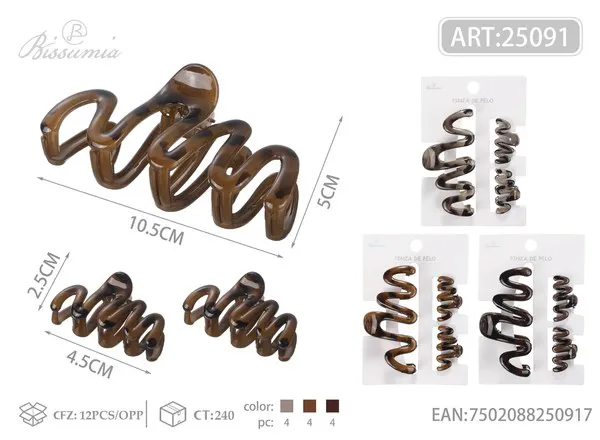 gancho para el cabello de estampado de leopardo de 11cm 3pcs/paquete 1#