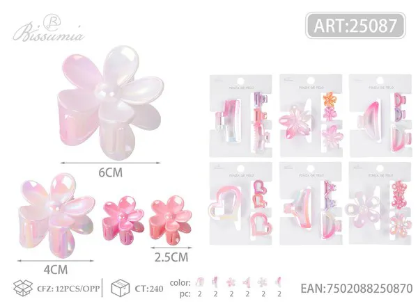 set de ganchos para el cabello de color rosa 4pcs/paquete