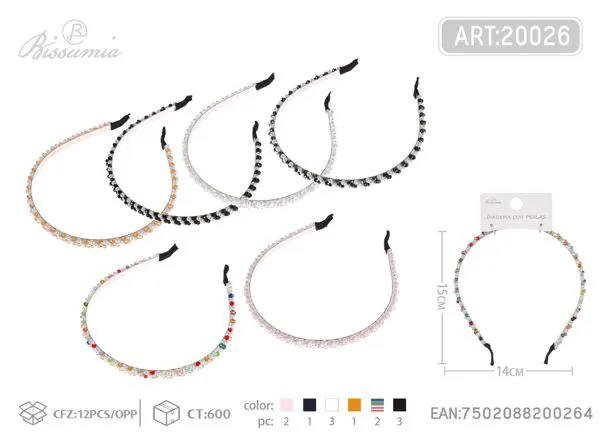 Diadema con cristales y perlas